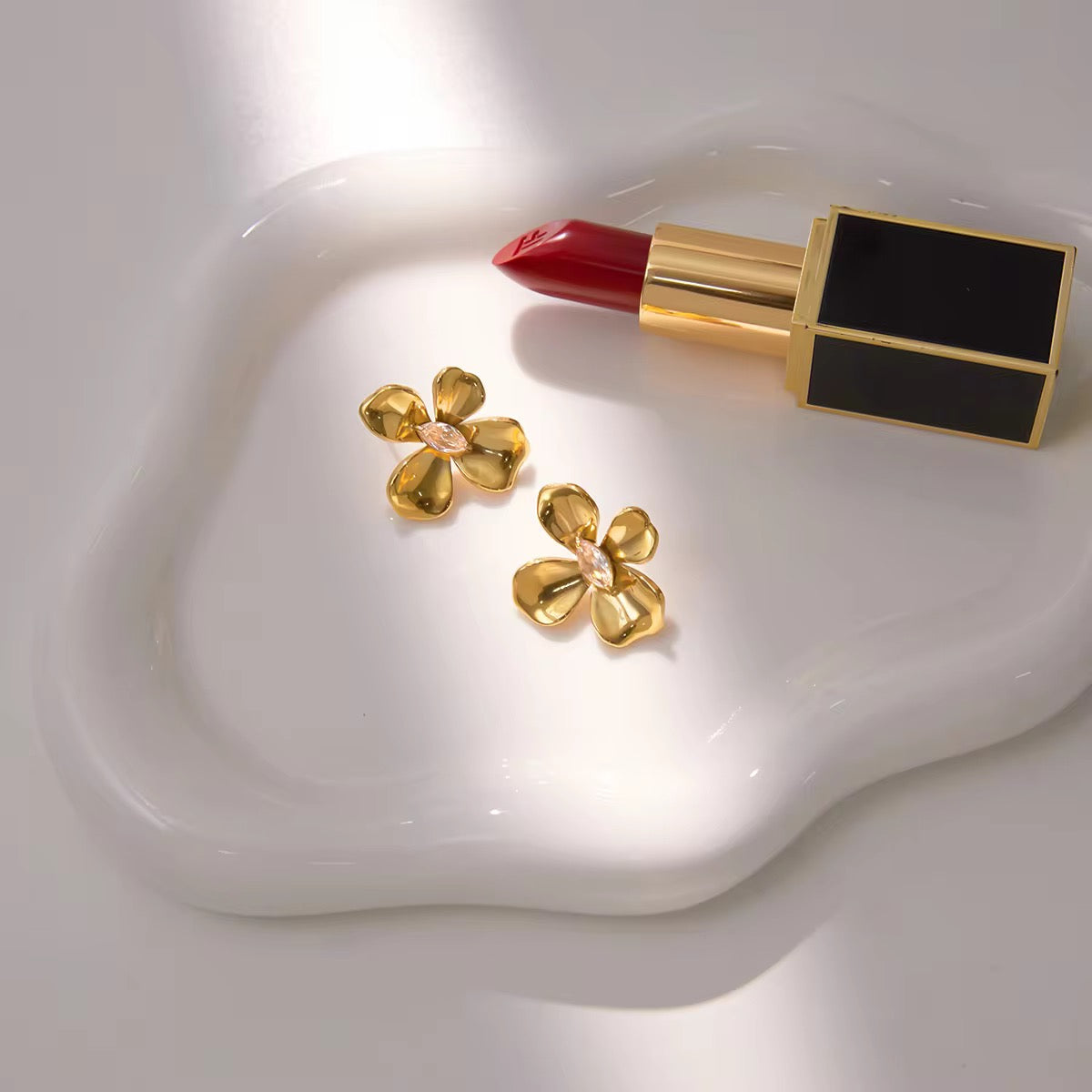 SunKissedBali || Flower cute stud stainless steel 18K gold PVD plated earring || Hand polished , high quality finishing , waterproof, tarnish free and hypoallergenic.